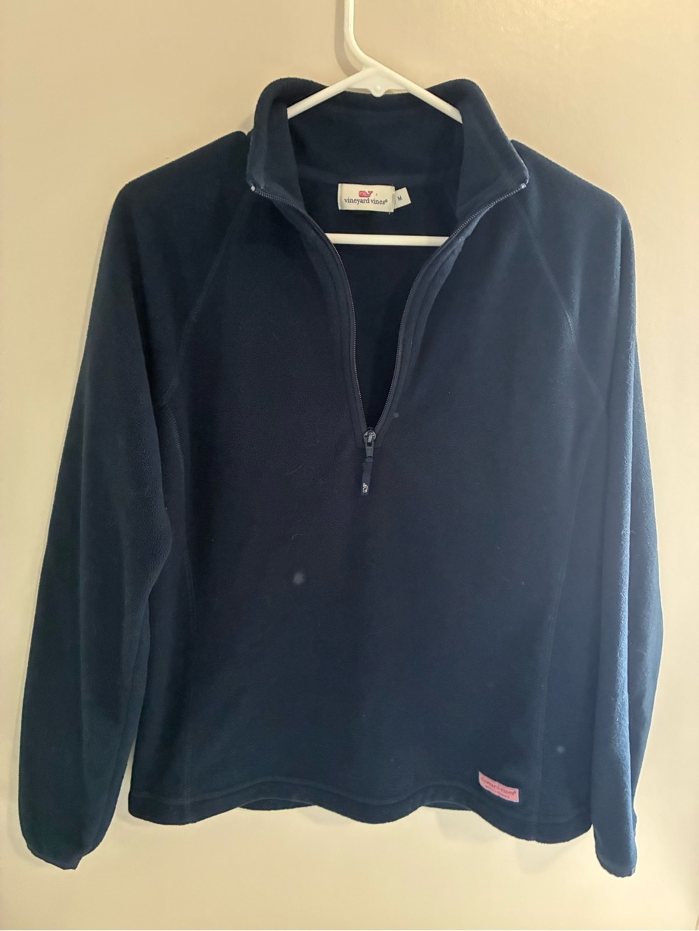 Vineyard Vines Fleece Pullover Quarter Zip Coral Red Womens